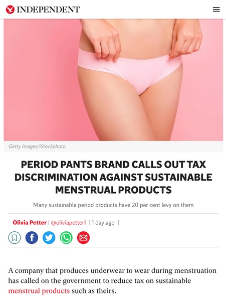 Period Pants Brand Calls Out Tax Discrimination Against Sustainable Menstrual Products